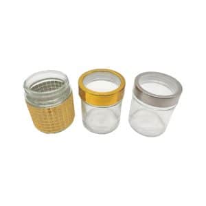 glass safforn jar with window cap