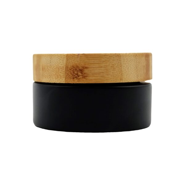 Black Glass Jar with Bamboo Lid