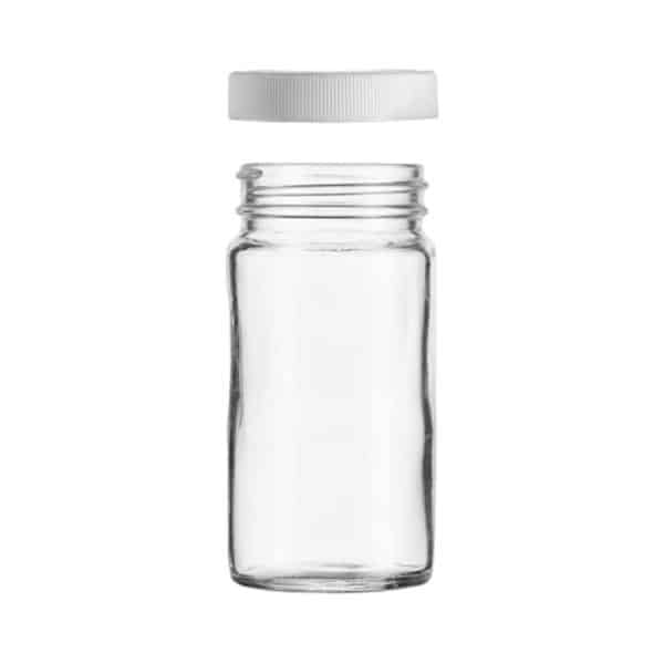 glass Paragon jar with white cap