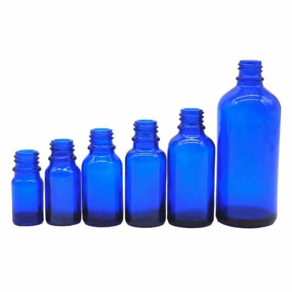 blue essential oil bottle