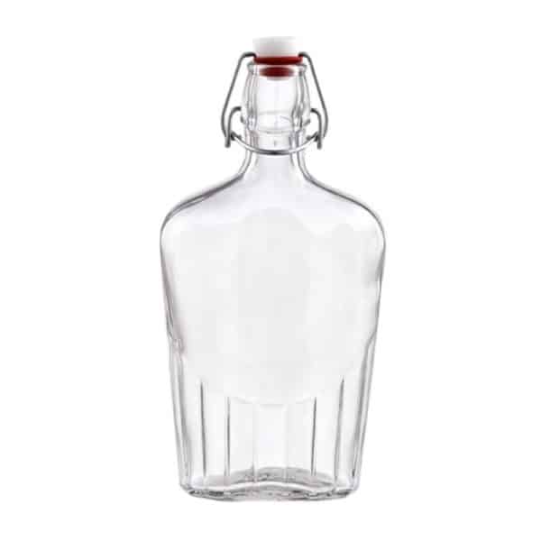 flask glass bottle with swing top lid