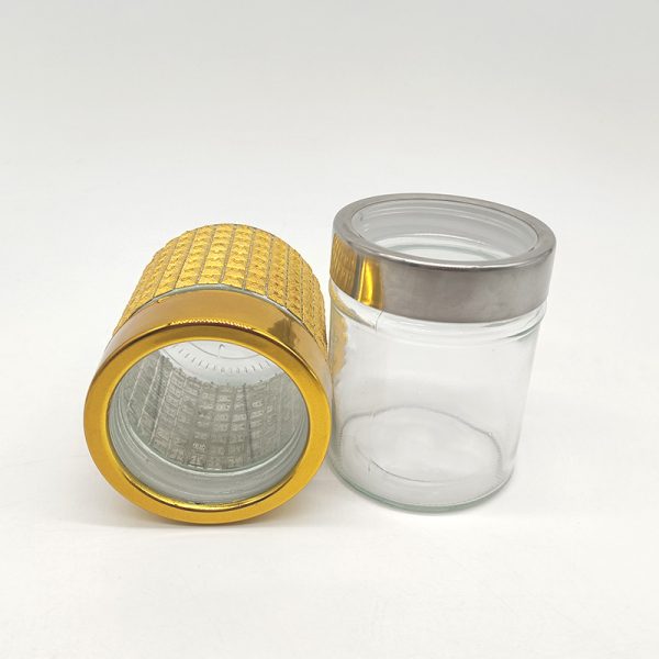 glass safforn jar with window cap