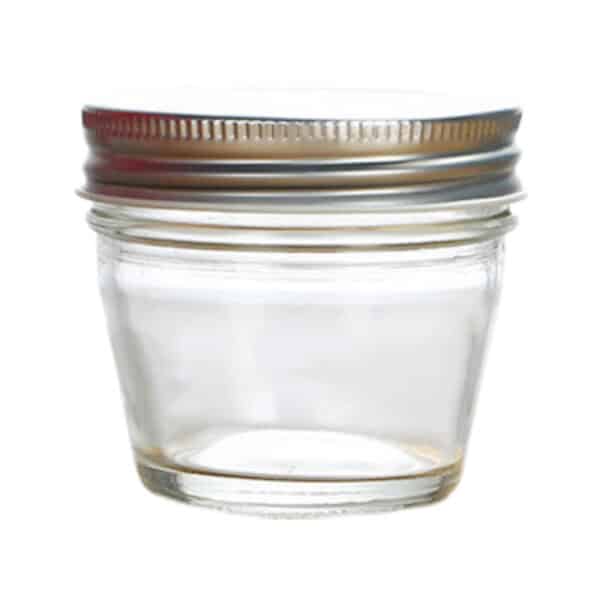 tampered glass jar with silver lid