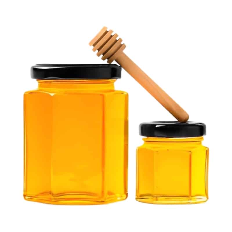 Hexagonal Glass Honey Jar