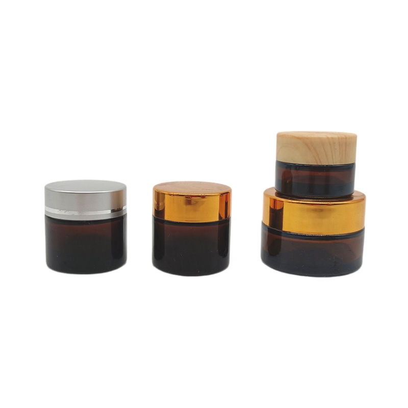 amber glass cosmetic jars