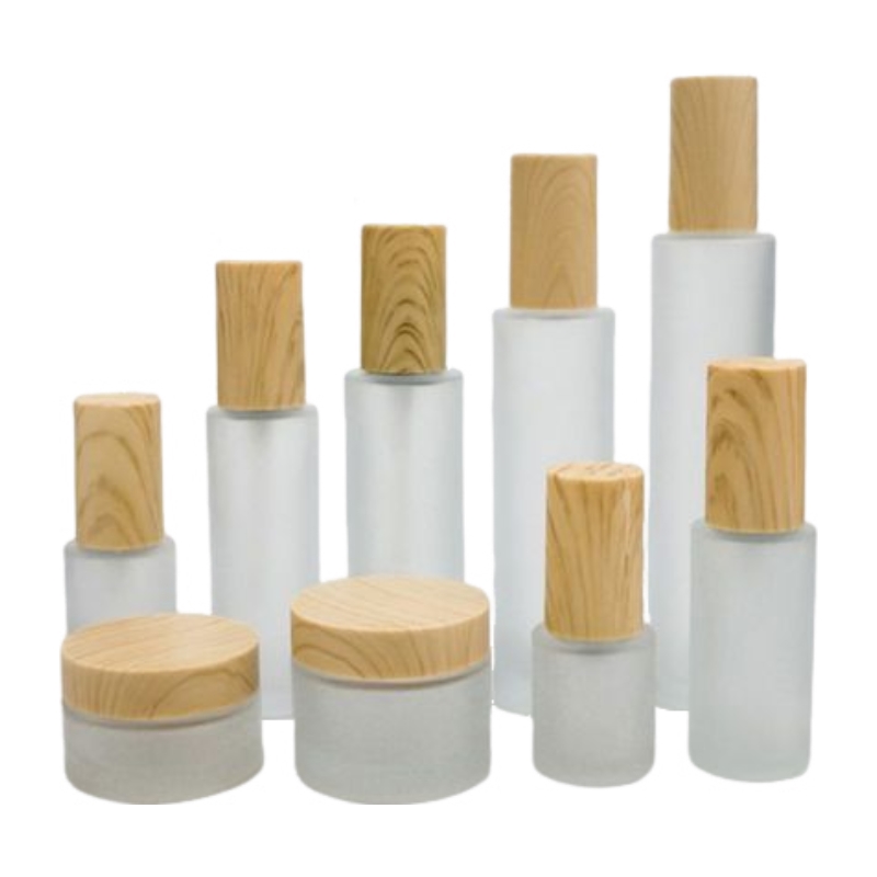 frosted glass cosmetic bottles with pumps