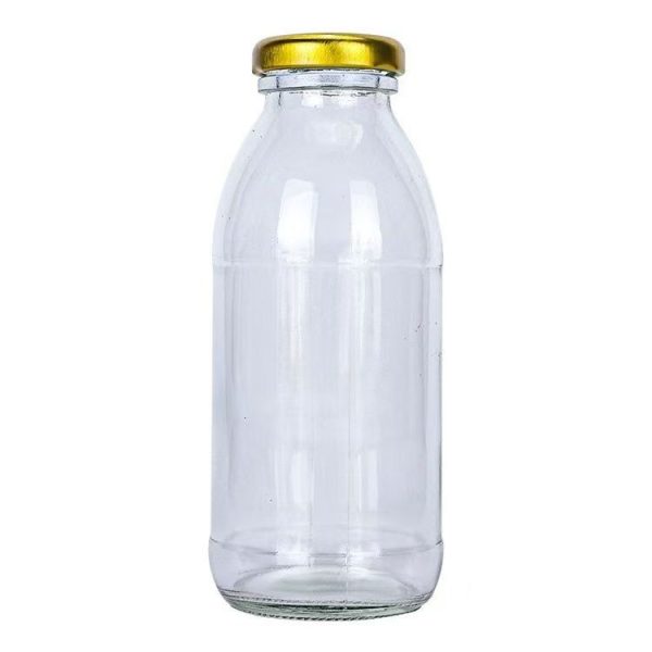 Glass Milk Bottle With Metal Lid